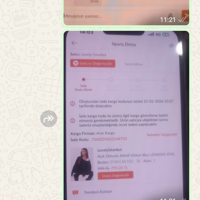 Yanlış Ürün Teslimi Ve 799,20 TL Ödeme İadesi Talebi