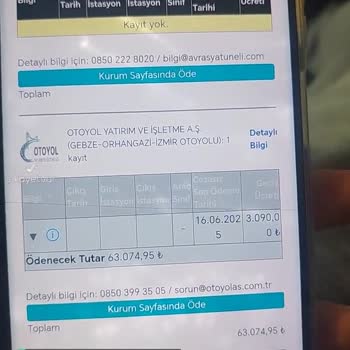 Otoyol A. Ş Gebze Orhangazi İzmir Otoyolu HGS Cezası!