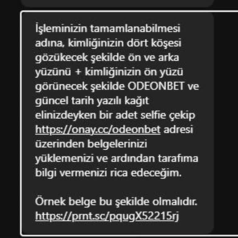 Odeonbet Kimlik Ve Selfie Talebi Para Çekme İşlemini Engelliyor