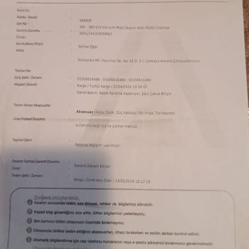 Sürekli Çevrimdışı Kalan 360 Robot Süpürge S10 Modeli İçin Değişim Talebi