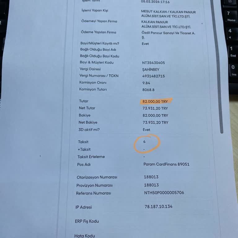4 Taksitli İşlem Tek Çekim Olarak Görünüyor