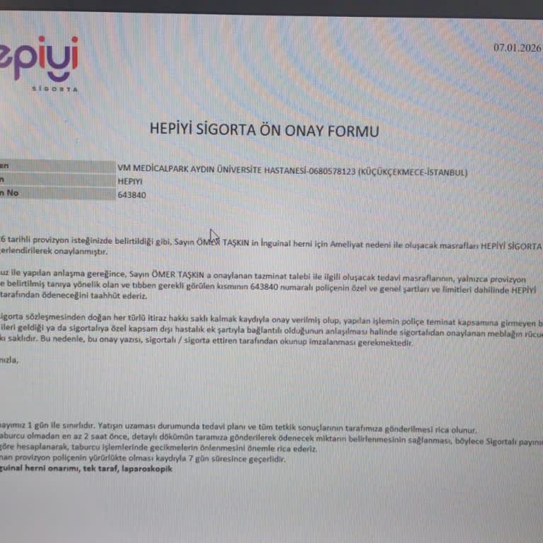 Tarih Değişikliği Nedeniyle Onaylı Ameliyatın Red Edilmesi