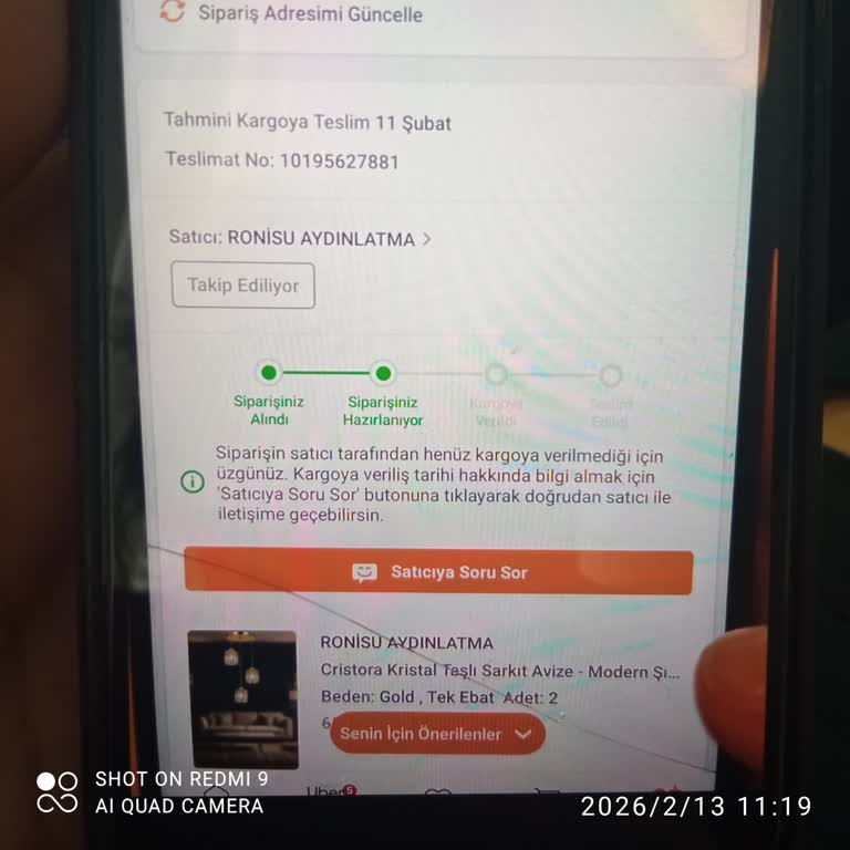 Ronisu Saat & Aydınlatma Süre Geçtiği Halde Ürün Bir Türlü Kargoya Verilmedi