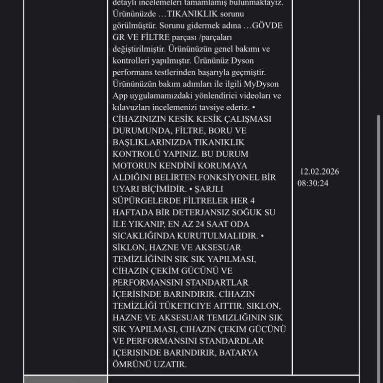 Dyson V12 Süpürgem Çekim Gücü Azaldı, Servis Sorunu Çözmedi Ve Ürün Değişimi İstiyorum