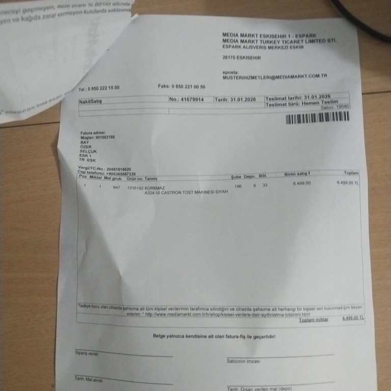 Espark Ve Vega Şubeleri Arasındaki 1.500 TL Fiyat Farkı İadesi Talebi