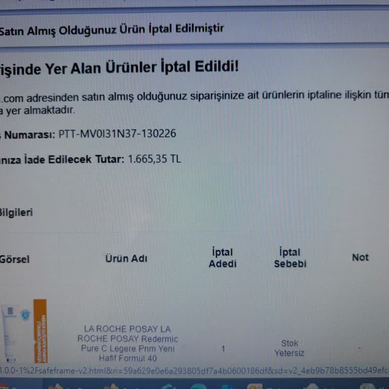 Siparişim Gerekçe Sunulmadan İptal Edildi Ve Ücret İadesi Bekliyor