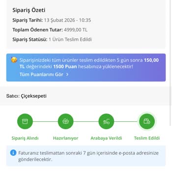 Çiçek Sepeti'nden Yanlış Teslim Bildirimi Ve Ürün Gönderilmemesi