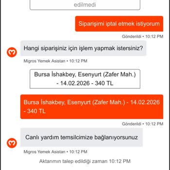 Migros Yemek'te Gecikmeli Teslimat, Donmuş Döner Ve Otomatik Müşteri Hizmeti