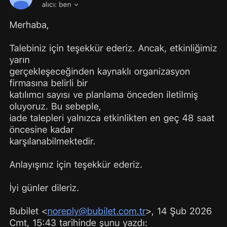Mekan Değişikliği Nedeniyle Bilet İptali Ve Ücret İadesi Talebinin Reddi