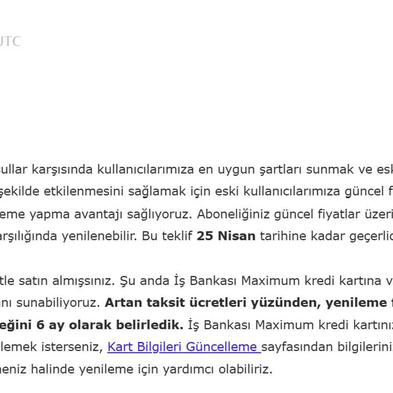 Abonelik Yenilemesinde Adaletsiz Fiyat Artışı Ve Şeffaf Bilgilendirme Talebi