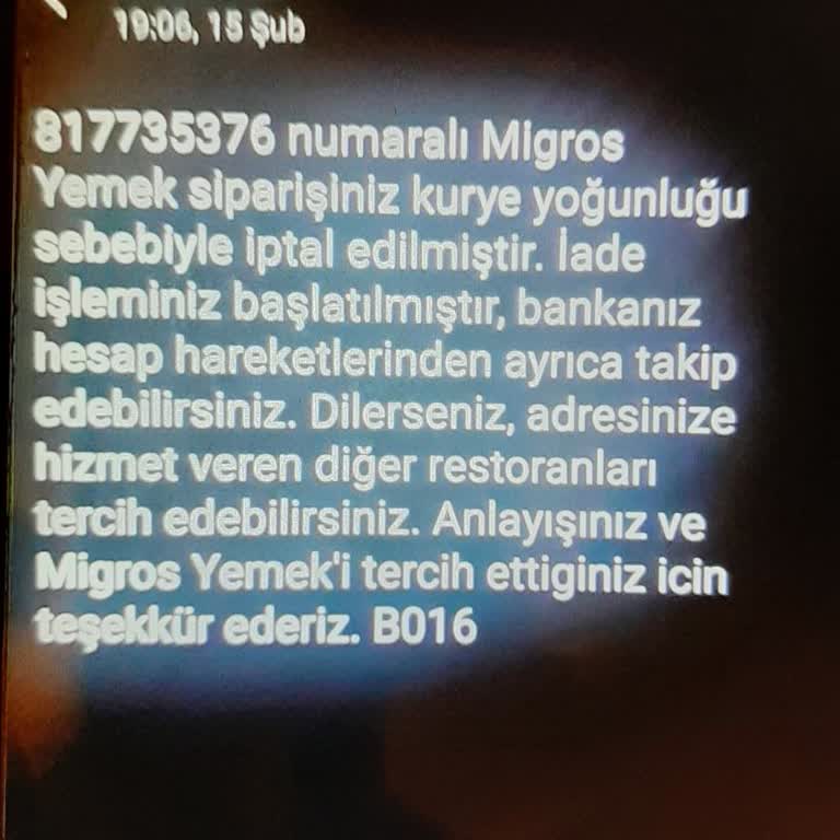 Kurye Yoğunluğu Nedeniyle Siparişimin Tek Taraflı İptali