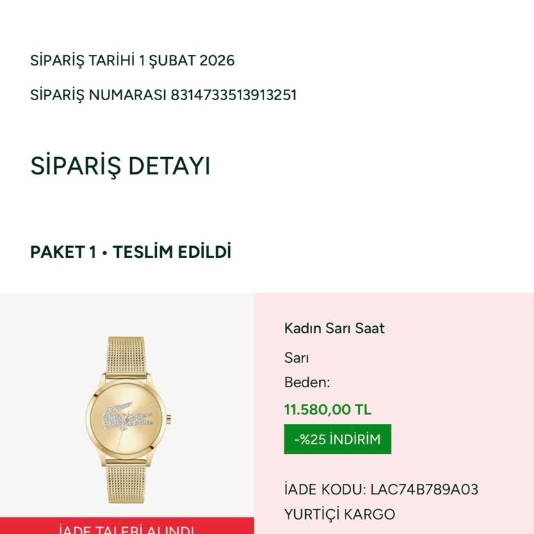 Lacoste İade Ücretinin Gecikmesi Ve Açıklama Talebi