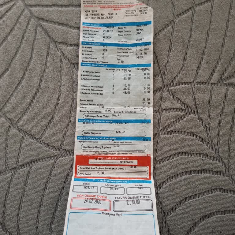 İnegöl'de Yeni Kiracıya 4 M³ Su Kullanımı İçin 1070 TL Fatura Ve BUSKİ Çağrı Merkezi Sorunu