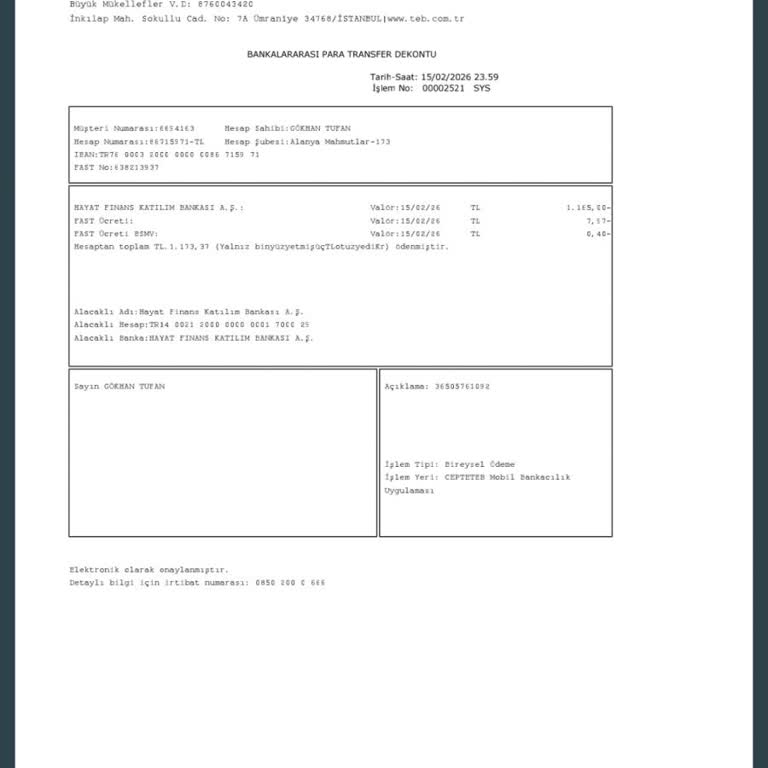 Hayatpay Transferi 1165 TL Yansımıyor Ve Açıklama Yok