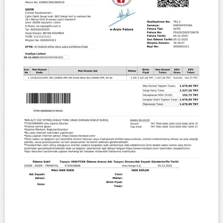 Sağ Fermuarı Bozulduğu İçin İnci Botunun İadesini Talep Ediyorum