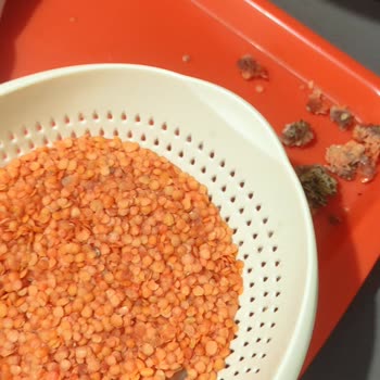 Kırmızı Mercimek Paketi İçinde Çürük Ve Tuhaf Nesneler