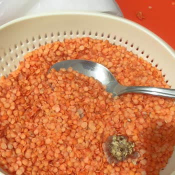 Kırmızı Mercimek Paketi İçinde Çürük Ve Tuhaf Nesneler