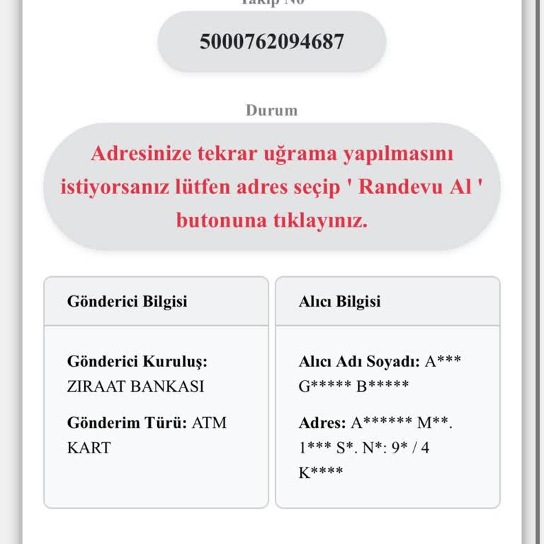 Kredi Kartı Teslim Edilmedi, Yanlış Evde Yoktunuz Notu