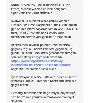 Sipariş İptali Ve 590 TL Geri Ödeme Gecikmesi