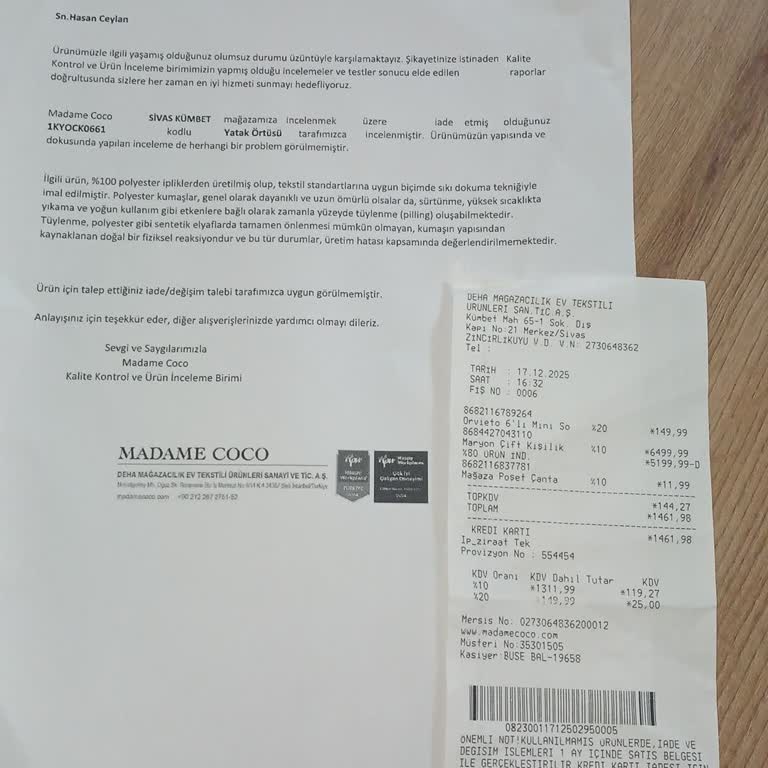 Bir Ayda Tiftiklenen Yatak Örtüsü: Kalite Hatası Ve İade İsteği