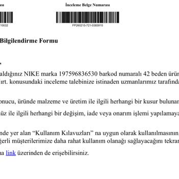 Nike Erkek Spor Ayakkabısındaki Açılma Problemi Ve Değişim Talebi
