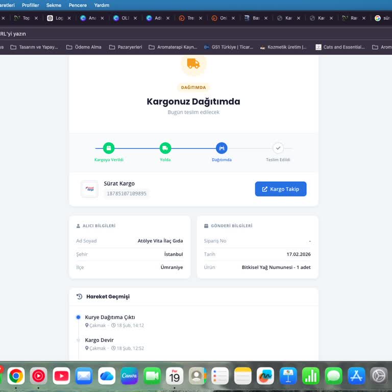 Sürat Kargo Çakmak Şubesinde Gıda Ve Sağlık Ürünlerinde Gecikmeler Ve Ücret İadesi Talebi
