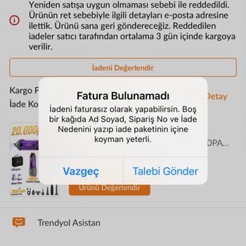 Trendyol Şarjlı Araç Süpürgesi Cayma Hakkı Reddedildi Ve Fatura Gönderilmedi!
