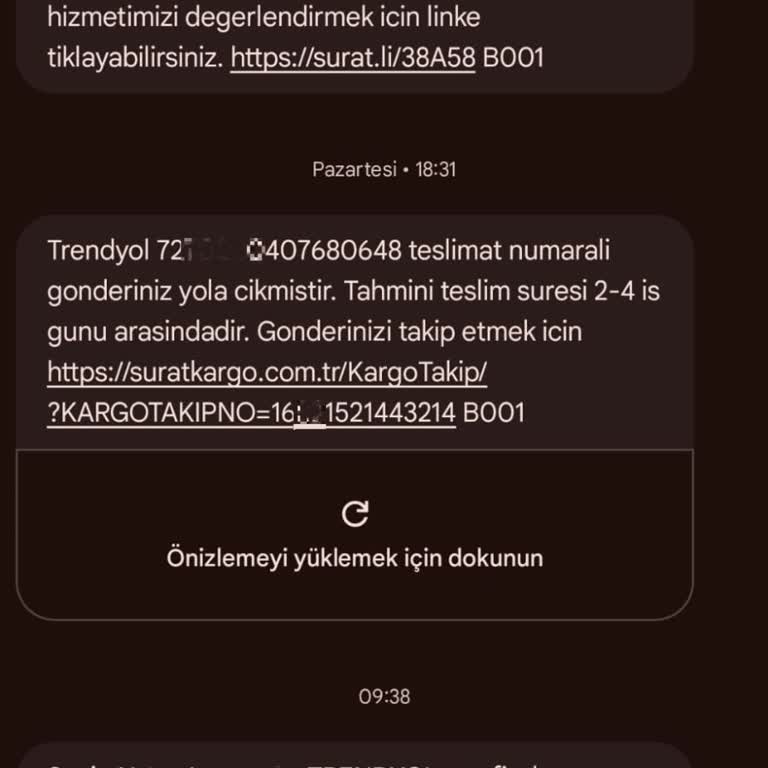 Sürat Kargo Teslimat Yok, Şubeden Alım Ve Cevapsız Aramalar