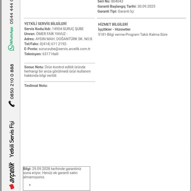 Arçelik Bulaşık Makinesi Program Süresi Kısalıyor Değişim Talebim Cevapsız