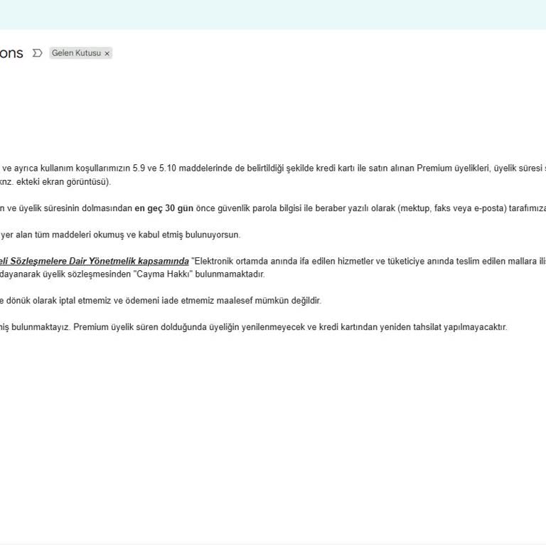 İzin Almadan Çekilen 1.499 TL Ücretin İadesi Ve Premium Üyeliğin İptali Talebi