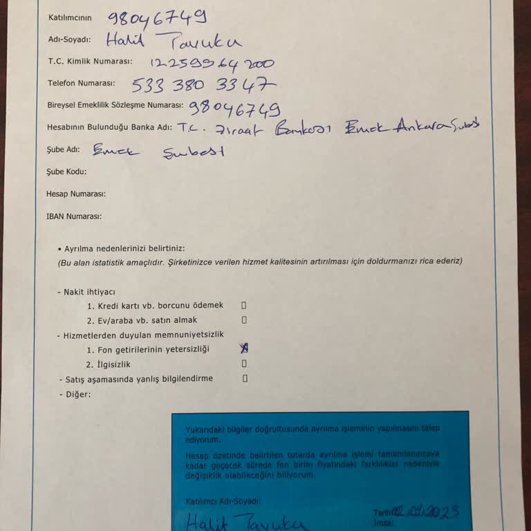 Türkiye Sigorta'da BES Çıkışı İçin IBAN Sorunu Ve Sürekli Gecikme