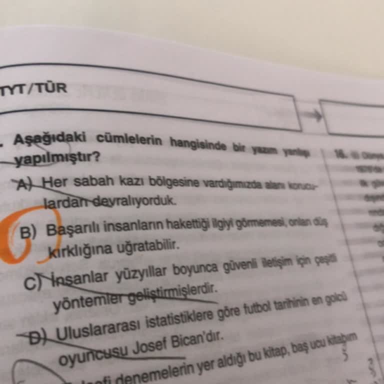 Kitapta Yazım Hataları Ve Cevap Anahtarındaki Yanlışlık
