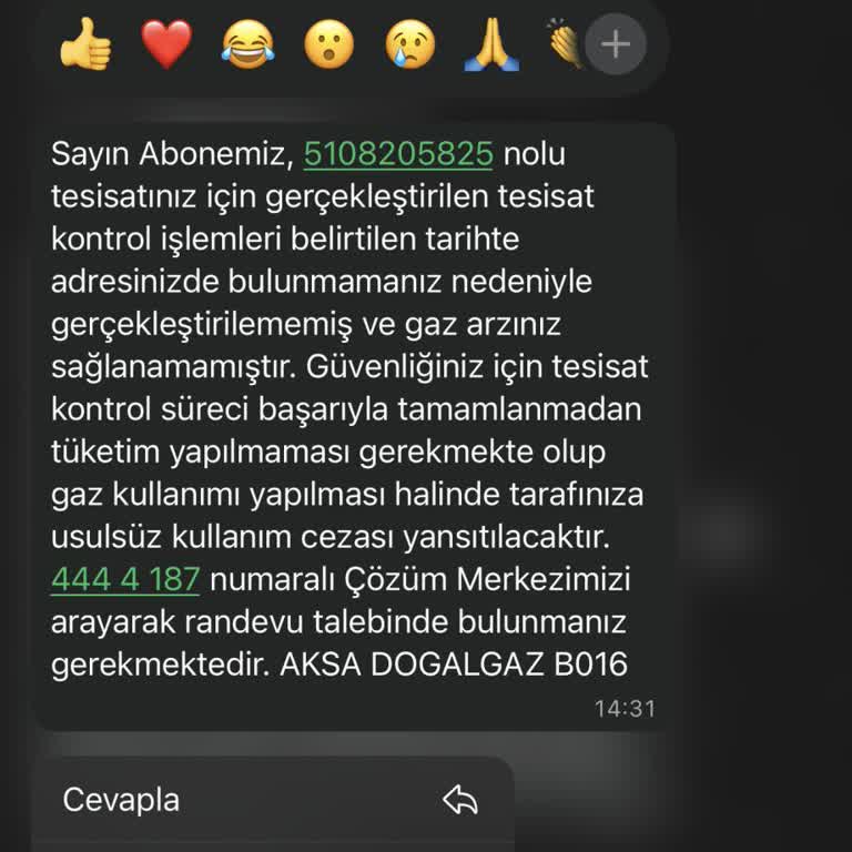 Aksa Doğalgaz’ın Randevu Saatinde Teknisyenin Gelmemesi Ve Gaz Kesintisi