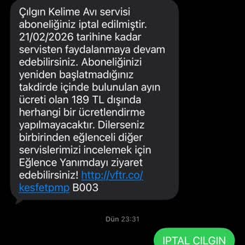 Vodafone’da İzinsiz Abonelik Ve İptal Edilmeyen Ücretlendirme Şikayeti