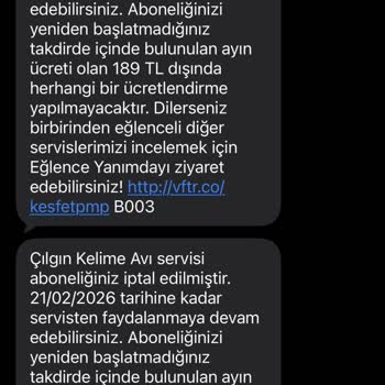 Vodafone’da İzinsiz Abonelik Ve İptal Edilmeyen Ücretlendirme Şikayeti