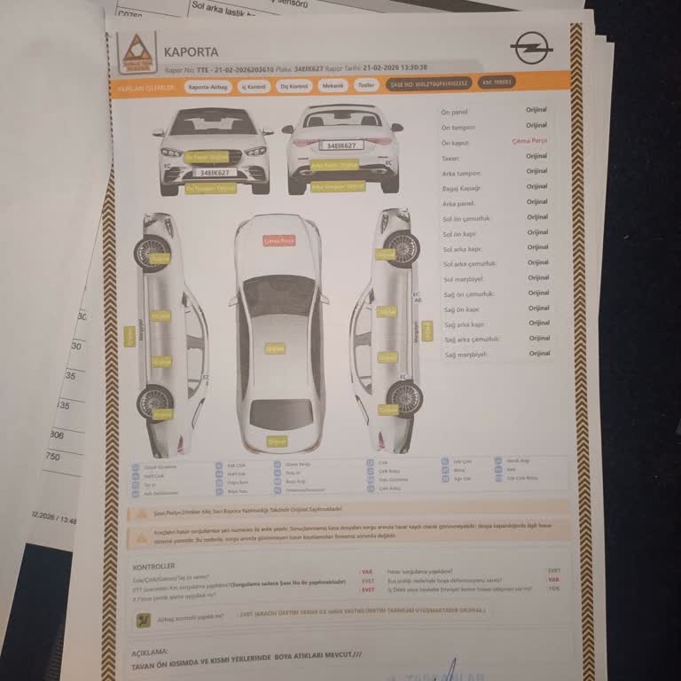 Ekspertiz Raporundaki Yanlış Bilgi Nedeniyle 62.000 TL Değer Kaybı