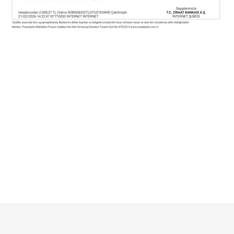 Ziraat Bankası İnternet Bankacılığında Çekilen 2.000 TL Hesaba Yansımadı