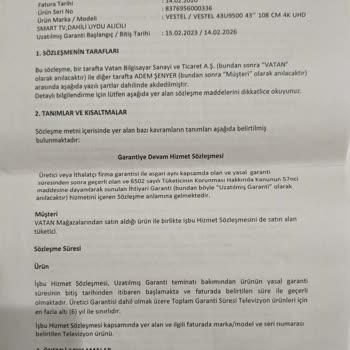 Vatan Bilgisayar'da Kendiliğinden Kapanma Sorunu Ve Sigorta Kapsamı Dışında Ücret Talebi