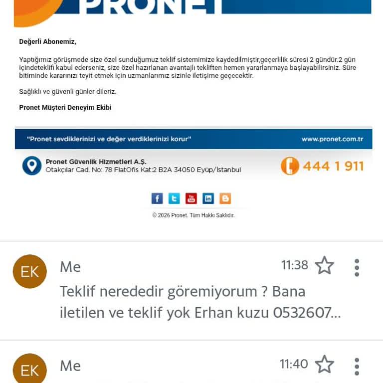 Pronet’te İptal Sürecinde Yanıltıcı Teklif E-Postası Güvenimi Sarsıyor