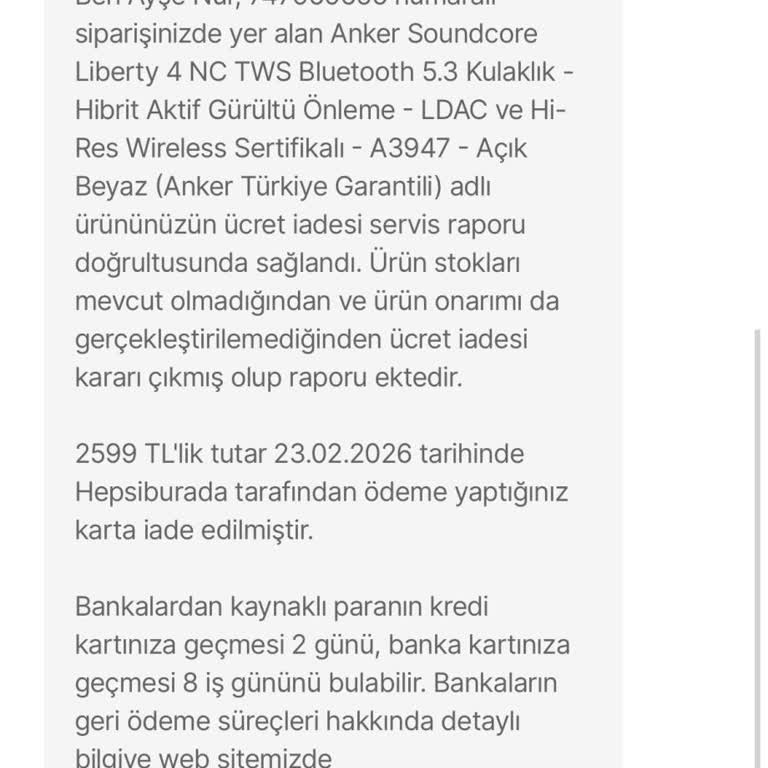 Değişim Talebim Reddedildi, Eski Fiyatlı İade Yapıldı