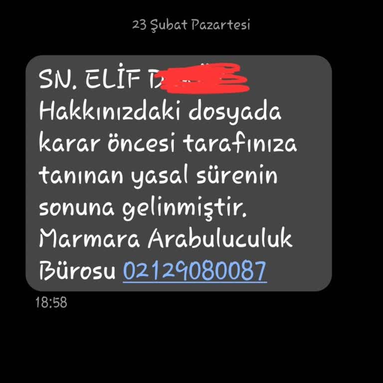 Marmara Arabuluculuk Bürosu’ndan Gelen Belirsiz SMS Beni Tedirgin Etti
