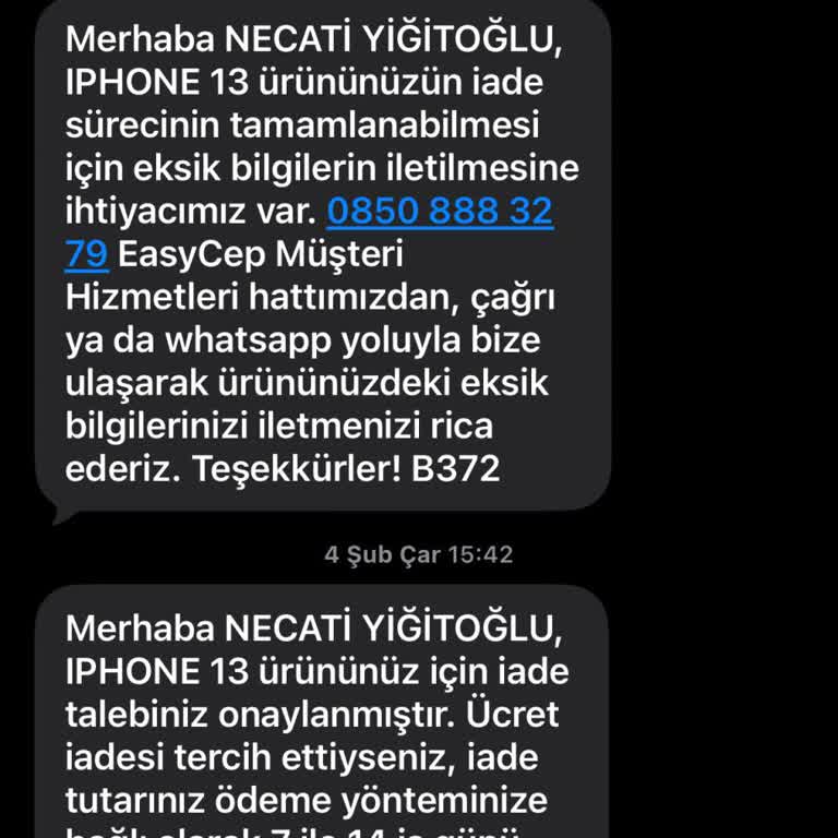Arızalı İPhone 13 İadesi 36 Bin TL Ödemesinin Gecikmesi Ve Müşteri Hizmetleri Sorunu