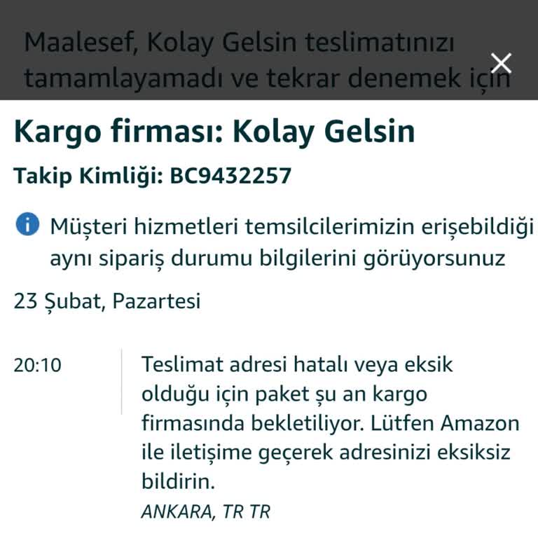 Amazon Siparişimde Kolay Gelsin Kargo Teslimat Gecikmesi Ve Bilgi Eksikliği