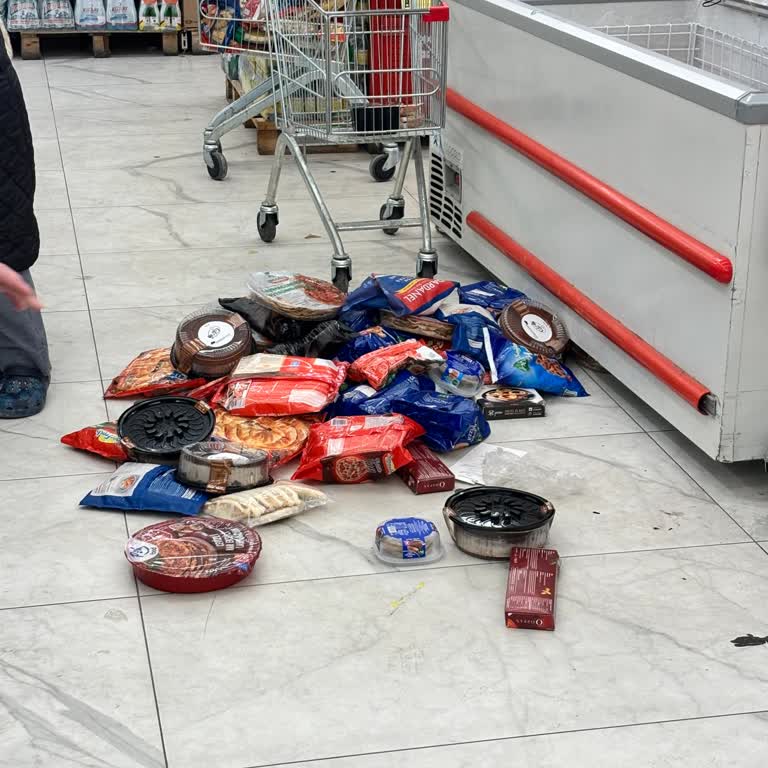 Şok Market Şubesinde Yerdeki Dondurulmuş Gıdalardan Kaynaklanan Hijyen Endişesi