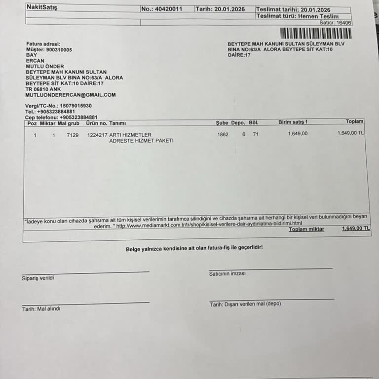 Media Markt'tan Ücretli Kurulum Hizmeti Sağlanmadı