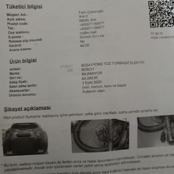 Media Markt'ta Uzatılmış Garantili Bosch Süpürgesinin Onarımının Gecikmesi Ve Değişim Talebi