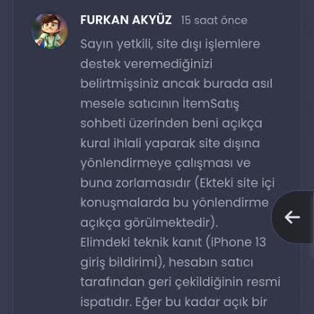 İtemsatis'te Satıcı Kusurlu Olmasına Rağmen 460 TL İadesi Reddi