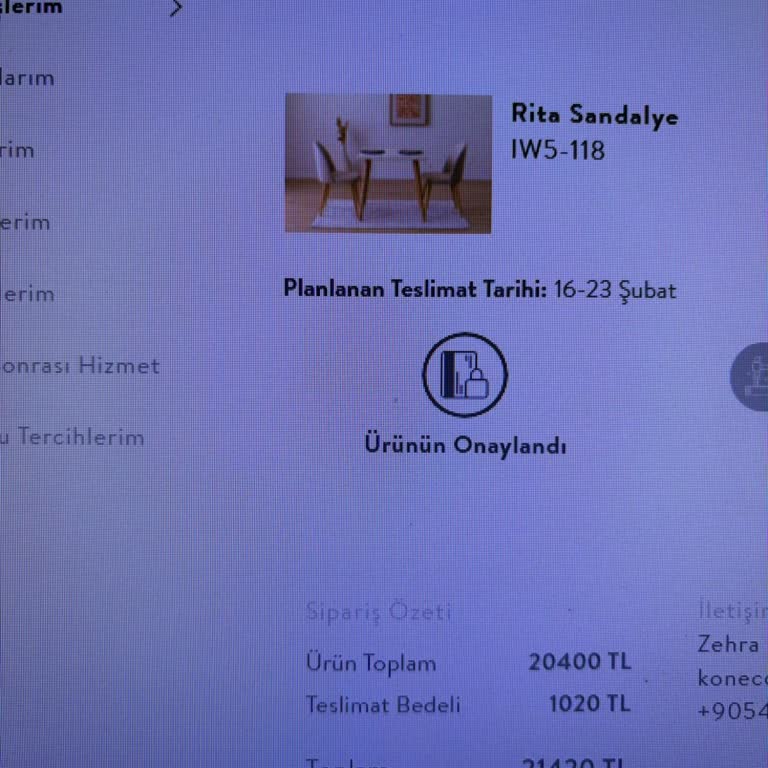Vivense Özel Üretim Sandalyelerimin Teslimatı Gecikiyor Ve Müşteri Hizmetleri Bilgi Vermiyor