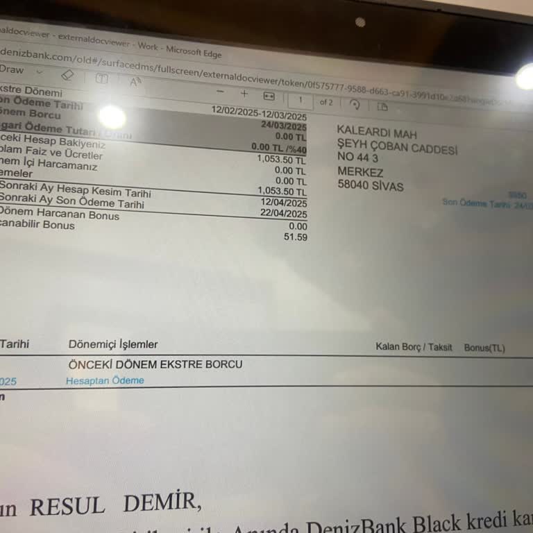 Denizbank Black Kartıma Yansıtılan 1.053,50 TL Yıllık Ücretin İptali Ve İadesi Talebi