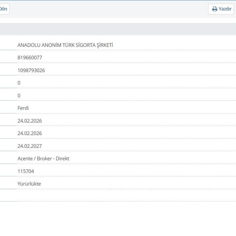 Anadolu Sigorta Tarafından Eklenen Kaza Sigortasının İptali